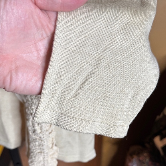 Willi Smith Cream Open-Front Cotton Blend Crochet Cardigan Size XL - Picture 6 of 10